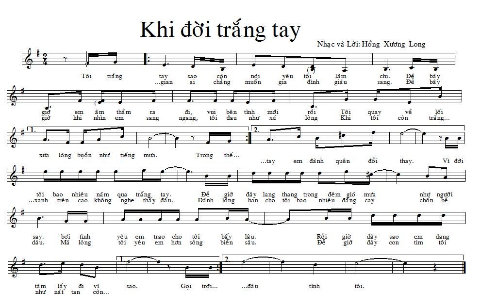 Sheet nhạc Khi Đời Trắng Tay